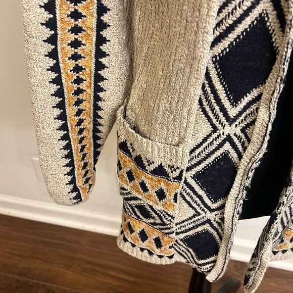 Lucky Brand BoHo Southwestern Aztec Textured, Open Front Cardigan-Pockets, Sz S. - Picture 5 of 13